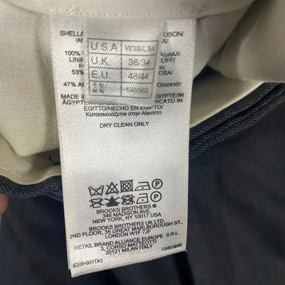 Brooks Brothers Mens 100% Wool Madison Fit Dress Pants Flat Front 38x34 Tailored - Picture 8 of 8